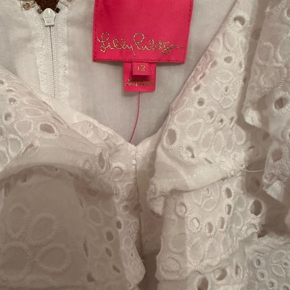 NWT Lilly Pulitzer Resort White Emiline Romper in Circle Bloom Eyelet Size 12 - Picture 5 of 7